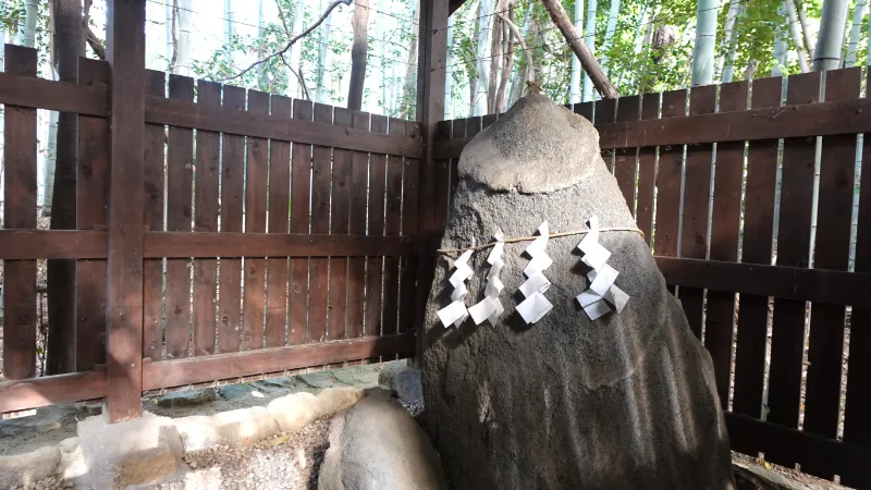 飛鳥坐神社の奥の大石